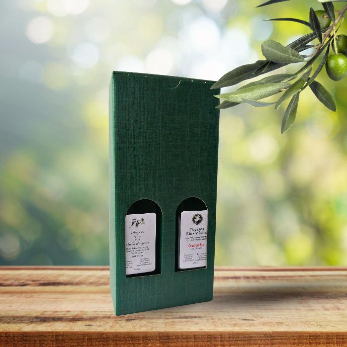 Coffret de deux huiles d'olive aux agrumes à choix, bouteille de 250 ml