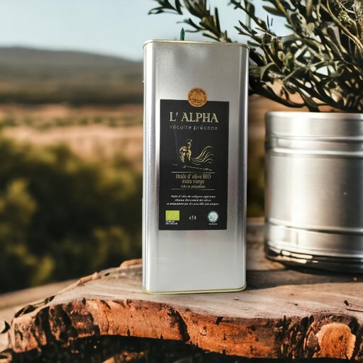L'ALPHA Bio récolte précoce, riche en polyphénols, bidon métallique de 5 litres